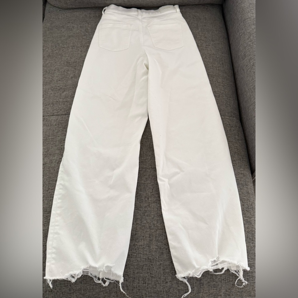White Distressed Hem Jeans